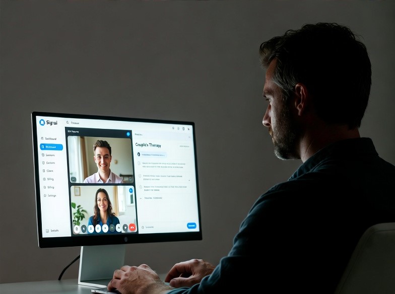 In-person therapy session supported by SignalEHR tools